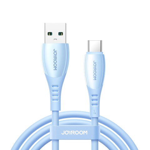 
„Vibrant“ serijos 3A USB-A - USB-C laidas 1,2 m - mėlynas
