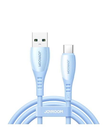 
„Vibrant“ serijos 3A USB-A - USB-C laidas 1,2 m - mėlynas
