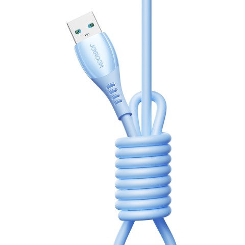 
„Vibrant“ serijos 3A USB-A - USB-C laidas 1,2 m - mėlynas
