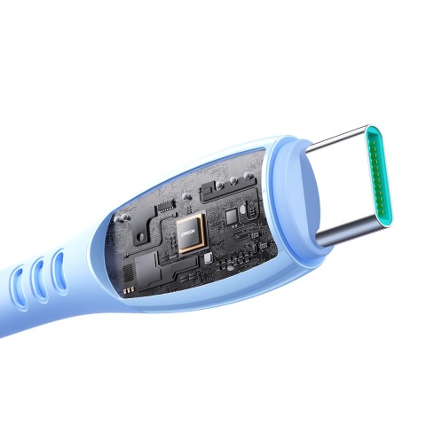 
„Vibrant“ serijos 3A USB-A - USB-C laidas 1,2 m - mėlynas
