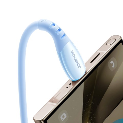 
„Vibrant“ serijos 3A USB-A - USB-C laidas 1,2 m - mėlynas
