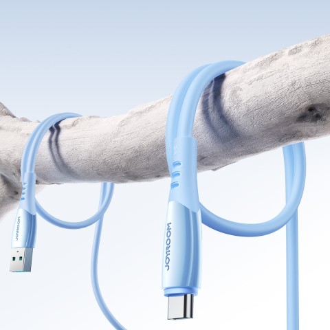 
„Vibrant“ serijos 3A USB-A - USB-C laidas 1,2 m - mėlynas
