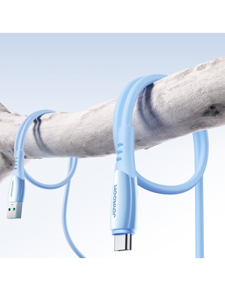 
„Vibrant“ serijos 3A USB-A - USB-C laidas 1,2 m - mėlynas
