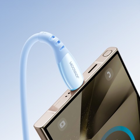 
„Vibrant“ serijos 3A USB-A - USB-C laidas 1,2 m - mėlynas
