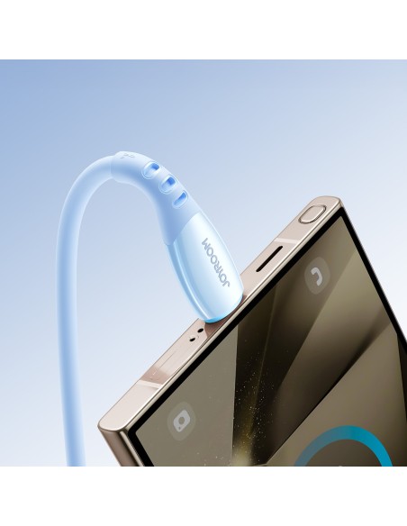 
„Vibrant“ serijos 3A USB-A - USB-C laidas 1,2 m - mėlynas
