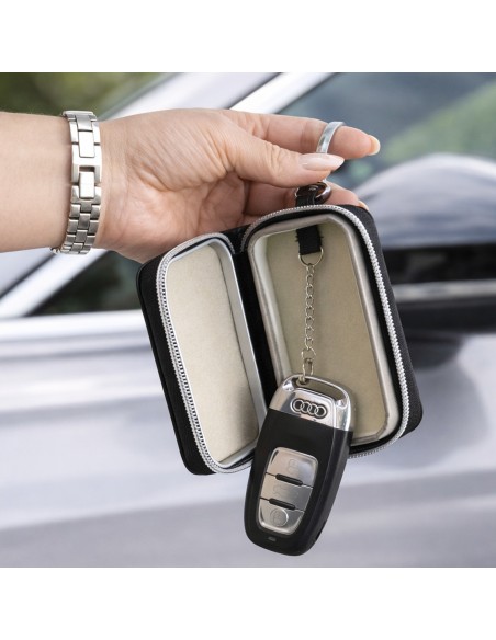 
RFID apsaugos nuo vagystės automobilio raktų dėklas su Faradėjaus narvu – juodas
