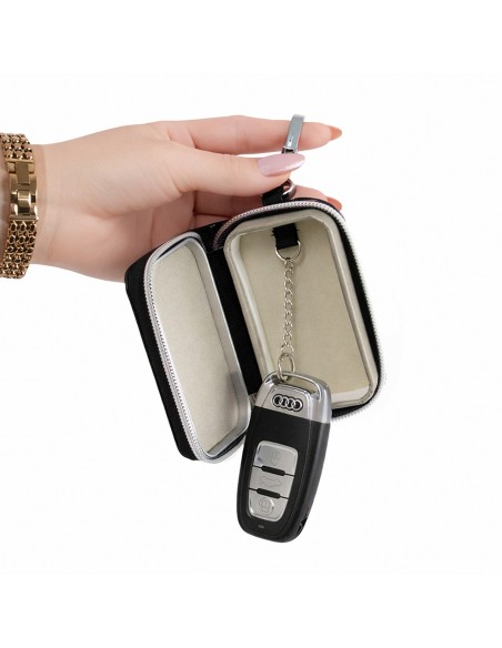 
RFID apsaugos nuo vagystės automobilio raktų dėklas su Faradėjaus narvu – juodas
