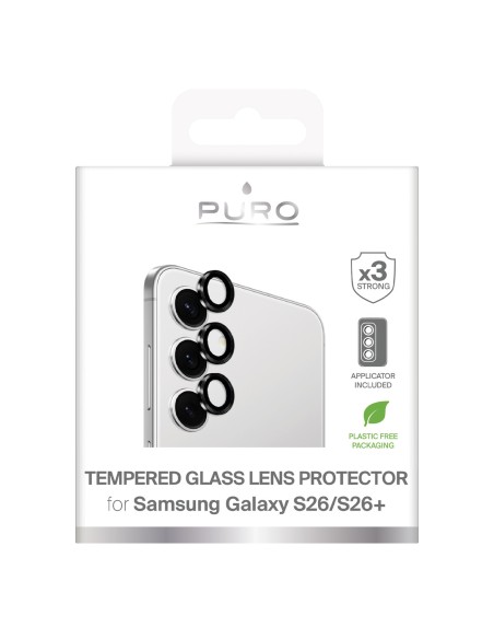 
Grūdintas stiklas „Samsung Galaxy S26/ S26 Plus“ galinei kamerai – su juodu rėmeliu
