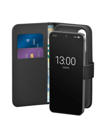 
„Samsung Galaxy S26“ piniginės dėklas, ekologiškos odos dėklas – juodas
