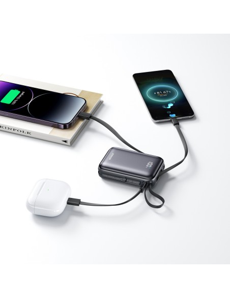 
20000mAh 22,5W USB-C nešiojama baterija su dvigubu laidu – juoda
