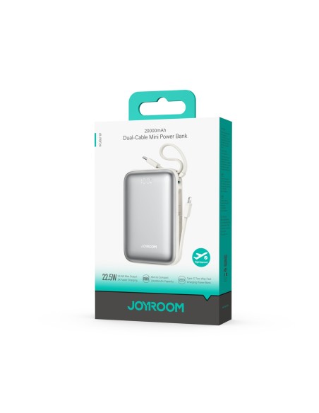 
20000mAh 22,5W USB-C nešiojama baterija su dvigubu laidu – balta
