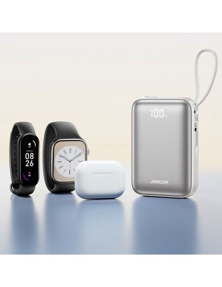
20000mAh 22,5W USB-C nešiojama baterija su dvigubu laidu – balta
