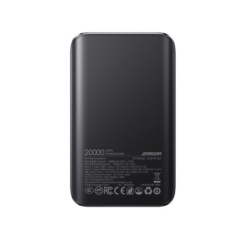 
20000mAh 22.5W USB-A USB-C su ekranu JR-QP192 Mini - juodas
