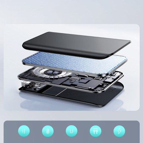 
20000mAh 22.5W USB-A USB-C su ekranu JR-QP192 Mini - juodas

