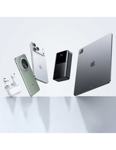 
20000mAh 22.5W USB-A USB-C su ekranu JR-QP192 Mini - juodas
