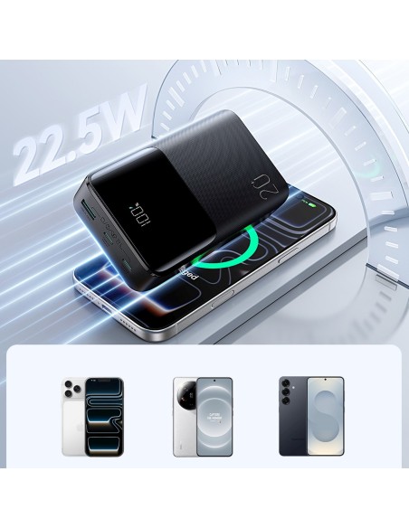 
20000mAh 22.5W USB-A USB-C su ekranu JR-QP192 Mini - juodas
