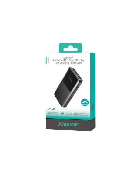 
Išorinė baterija 10000mAh 22.5W USB-A USB-C su ekranu JR-QP191 Mini - juoda
