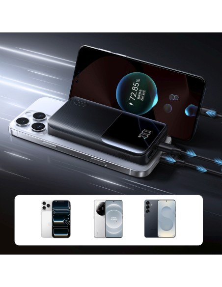 
Išorinė baterija 10000mAh 22.5W USB-A USB-C su ekranu JR-QP191 Mini - juoda
