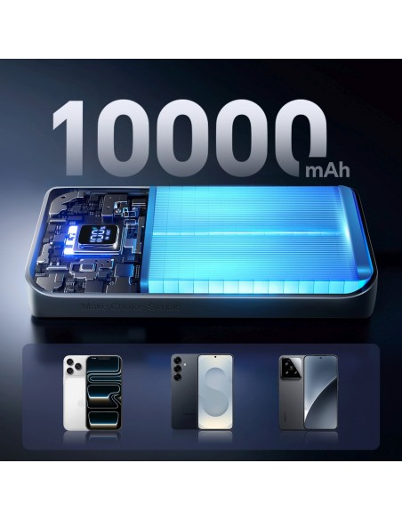 
Išorinė baterija 10000mAh 22.5W USB-A USB-C su ekranu JR-QP191 Mini - juoda
