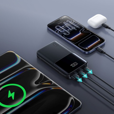 
Išorinė baterija 10000mAh 22.5W USB-A USB-C su ekranu JR-QP191 Mini - juoda
