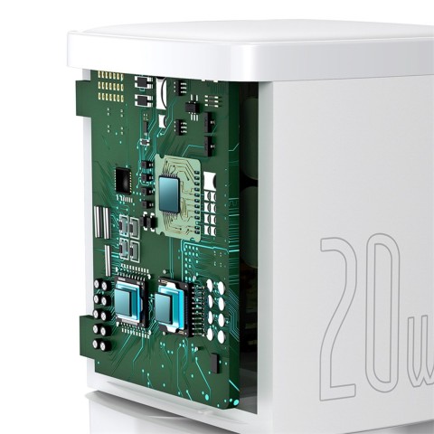
USB-C PD Cube 20W sieninis įkroviklis – baltas
