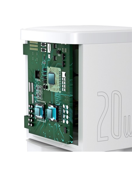 
USB-C PD Cube 20W sieninis įkroviklis – baltas
