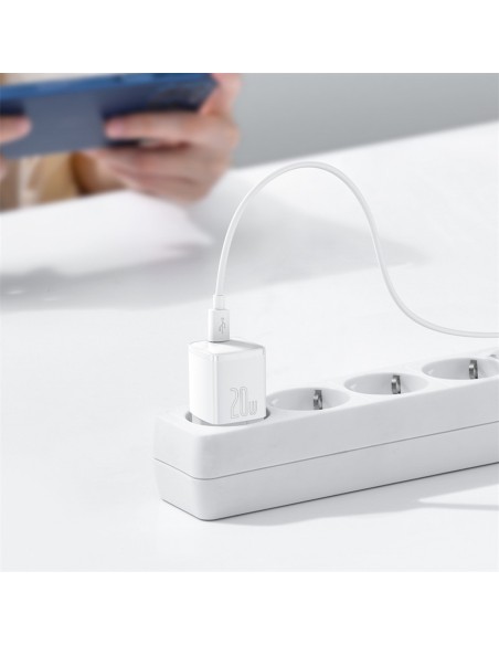 
USB-C PD Cube 20W sieninis įkroviklis – baltas
