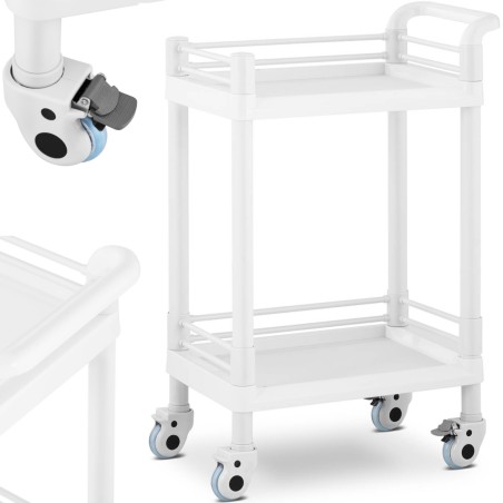 Kosmetinių procedūrų laboratorinis vežimėlis su 2 lentynomis 61 x 39 x 91 cm