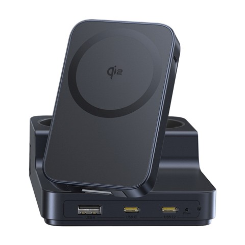 
6 viename belaidė įkrovimo stotelė USB-A USB-C 2x AC lizdai 67W - juoda
