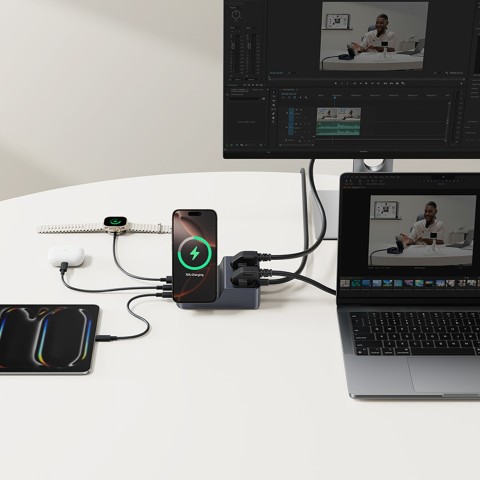 
6 viename belaidė įkrovimo stotelė USB-A USB-C 2x AC lizdai 67W - juoda

