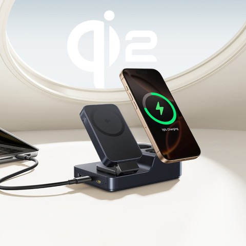 
6 viename belaidė įkrovimo stotelė USB-A USB-C 2x AC lizdai 67W - juoda
