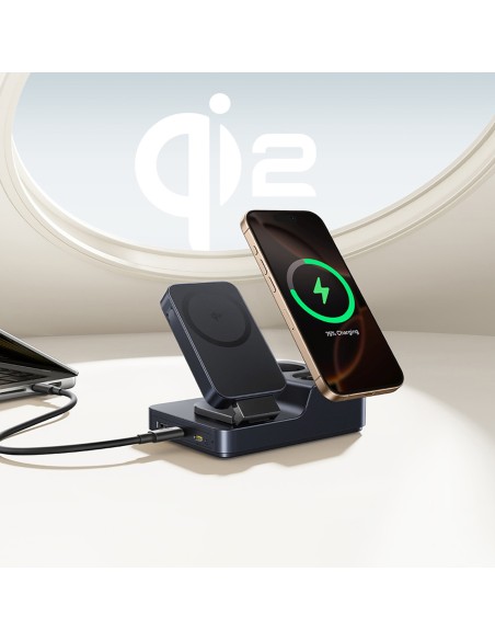
6 viename belaidė įkrovimo stotelė USB-A USB-C 2x AC lizdai 67W - juoda
