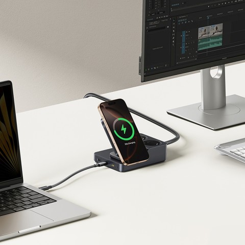 
6 viename belaidė įkrovimo stotelė USB-A USB-C 2x AC lizdai 67W - juoda

