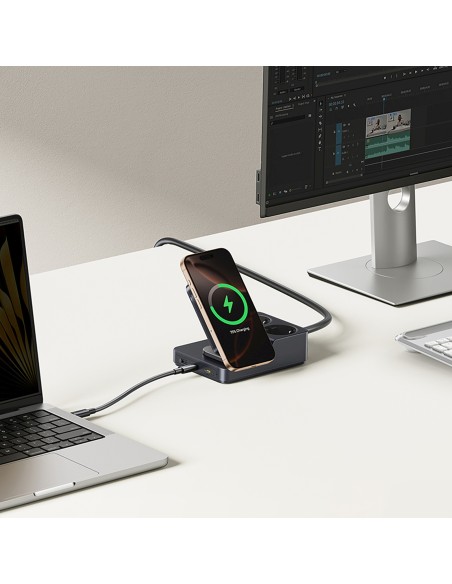 
6 viename belaidė įkrovimo stotelė USB-A USB-C 2x AC lizdai 67W - juoda

