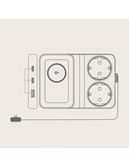 
6 viename belaidė įkrovimo stotelė USB-A USB-C 2x AC lizdai 67W - juoda
