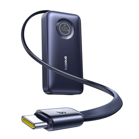 
„EnerCore CR11“ 10000mAh 45W USB-C išorinė baterija su ištraukiamu USB-C laidu – juoda
