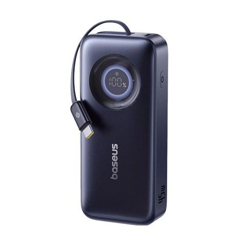 
„EnerCore CR11“ 10000mAh 45W USB-C išorinė baterija su ištraukiamu USB-C laidu – juoda
