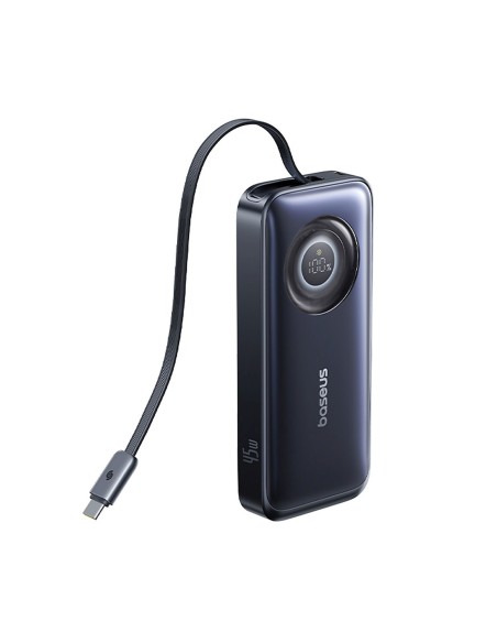 
„EnerCore CR11“ 10000mAh 45W USB-C išorinė baterija su ištraukiamu USB-C laidu – juoda
