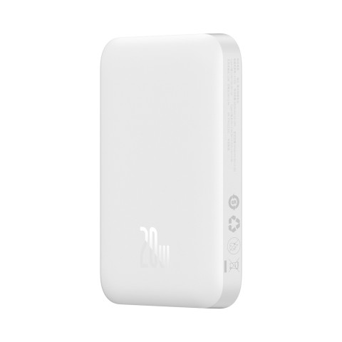 
„Airpow“ 6000mAh 20W magnetinė išorinė baterija su „Baseus Simple USB-C“ laidu - USB-C 30 cm - balta

