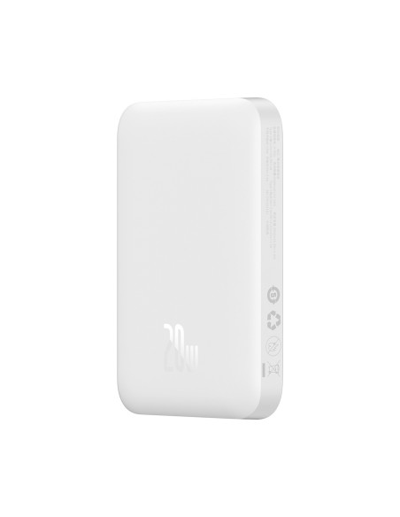 
„Airpow“ 6000mAh 20W magnetinė išorinė baterija su „Baseus Simple USB-C“ laidu - USB-C 30 cm - balta
