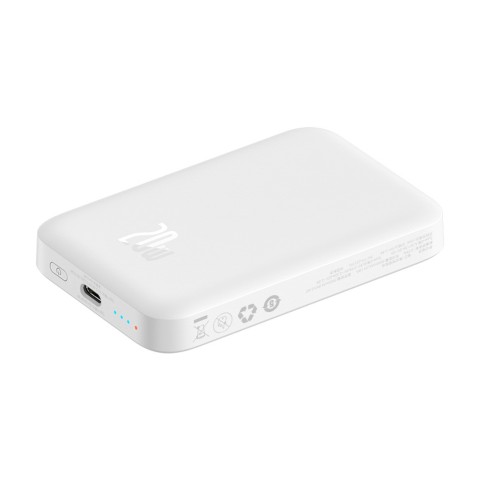
„Airpow“ 6000mAh 20W magnetinė išorinė baterija su „Baseus Simple USB-C“ laidu - USB-C 30 cm - balta
