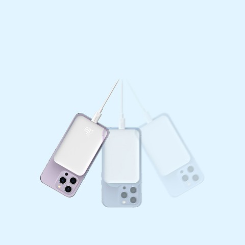 
„Airpow“ 6000mAh 20W magnetinė išorinė baterija su „Baseus Simple USB-C“ laidu - USB-C 30 cm - balta
