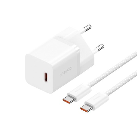 
USB-C GaN5 30W sieninis įkroviklis su 100W 1m USB-C laidu – baltas
