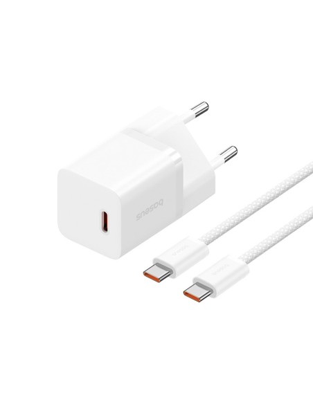 
USB-C GaN5 30W sieninis įkroviklis su 100W 1m USB-C laidu – baltas
