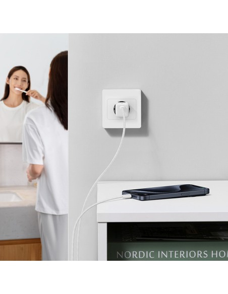 
USB-C GaN5 30W sieninis įkroviklis su 100W 1m USB-C laidu – baltas
