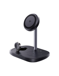 
3 viename indukcinis įkroviklis išmaniajam telefonui, laikrodžiui, ausinėms su vėsinimu ir USB-C laidu, 45 W - juodas
