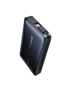 
10000 mAh magnetinė išorinė baterija su stovu ir integruotu USB-C Qi2 MagSafe 30W laidu – juoda
