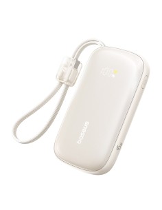 
Išorinė baterija 10000mAh 45W FC21 Qpow 3 Ultra su ekranu, USB-C iPhone Lightning laidas - titano spalvos
