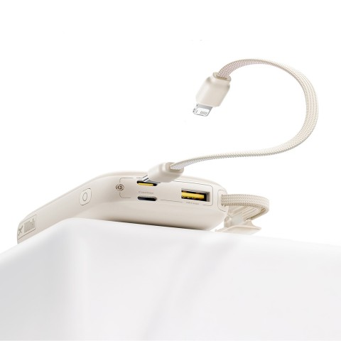 
Išorinė baterija 10000mAh 45W FC21 Qpow 3 Ultra su ekranu, USB-C iPhone Lightning laidas - titano spalvos
