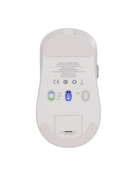 
Belaidė pelė su įkraunamo akumuliatoriaus indikatoriumi, 4000DPI, 800mAh, 2.4GHz, BT – balta
